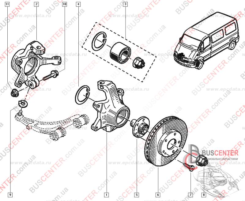 Поворотный кулак правый (цапфа/ D 24) R16 с ABS с 2006