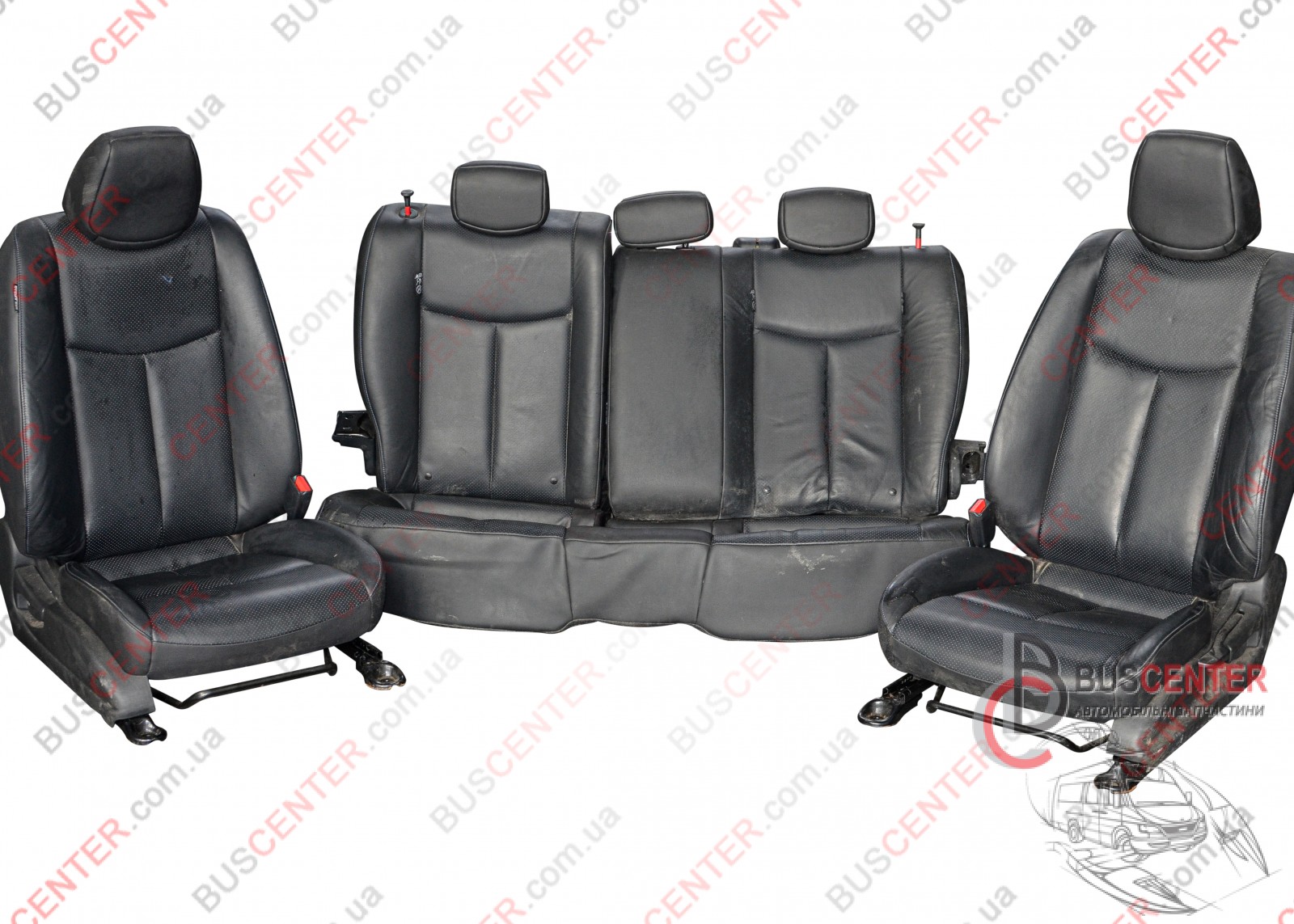 Комплект сидений (передние, задние, черная кожа)