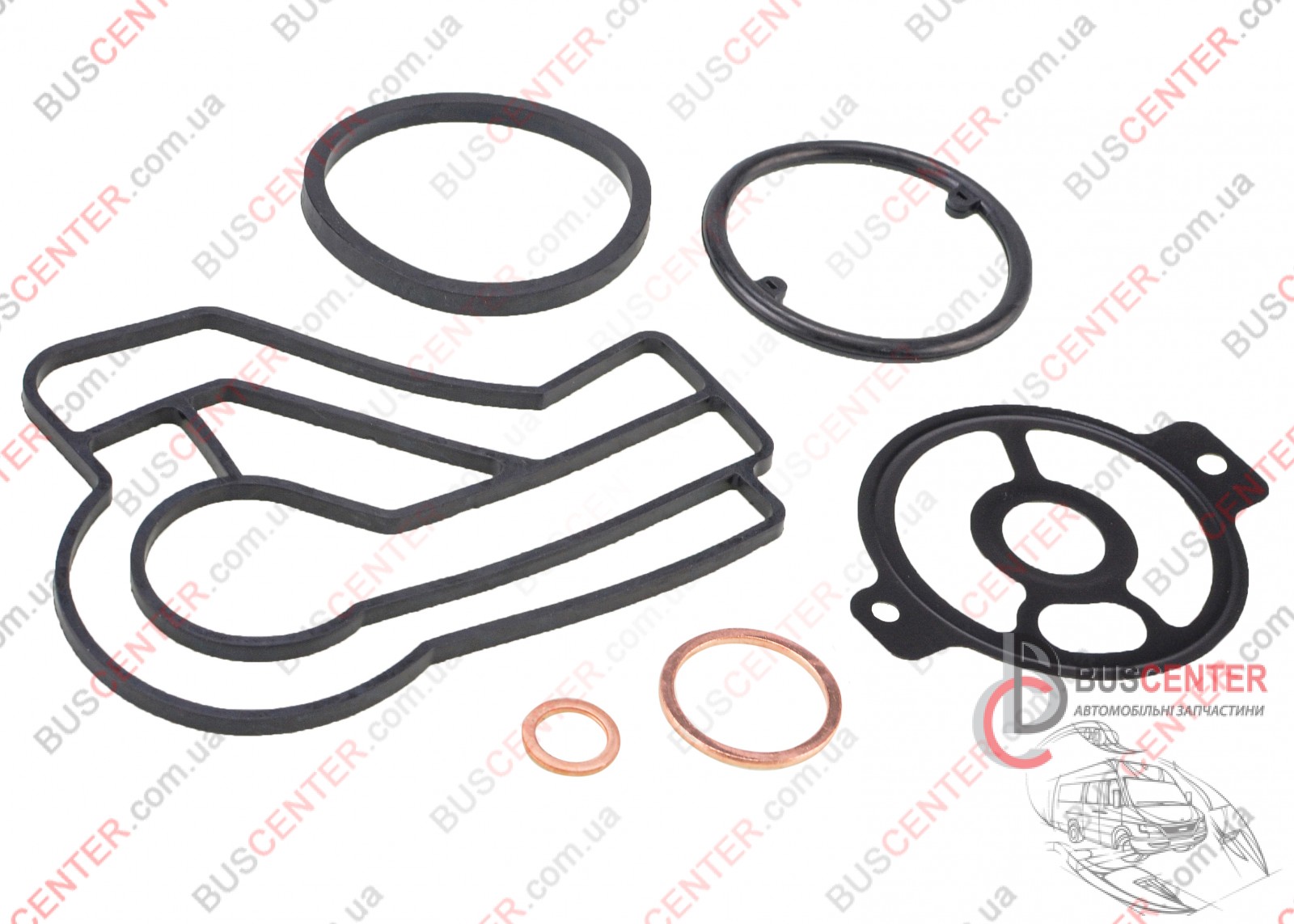 Прокладка теплообменника (/корпуса масляного фильтра, масляного радиатора, охладителя/ уплотнительное кольцо, проставка, манжет, уплотнитель, сальник, резинка, уплотнение - комплект 6 шт)