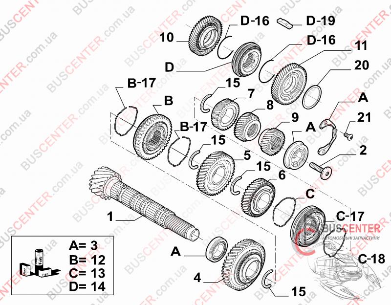 Вторичный вал 15x74 MLGU (6 ступенчатая КПП/ ML, MLGU )