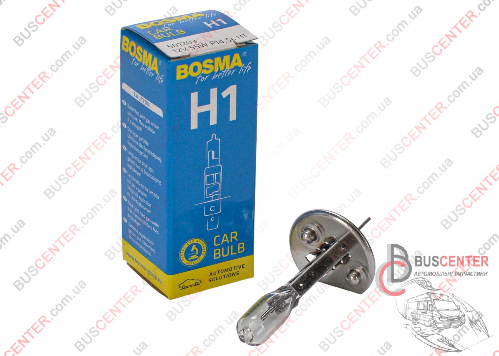 Фотография запчасти Лампочка H1 12V 55W (P14.5S - автолампа 1 шт)